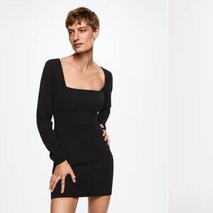 Mango Black Fitted Dress (Size 2)